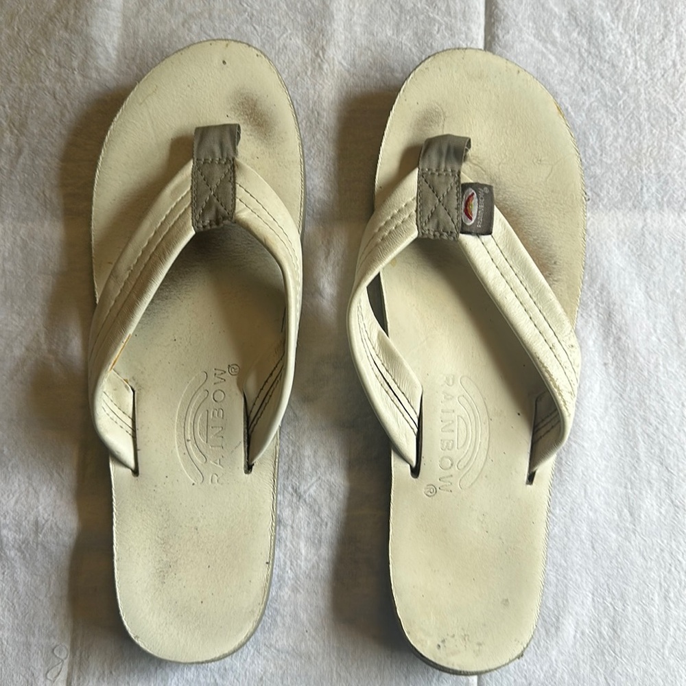 Worn rainbow sandals
